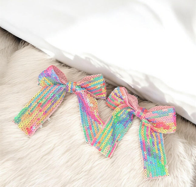 12 Pares de Moños Lentejuelas Colores $8.5 c/u