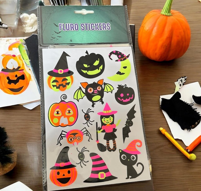 12 Stickers Halloween Fluorecentes $10 c/u