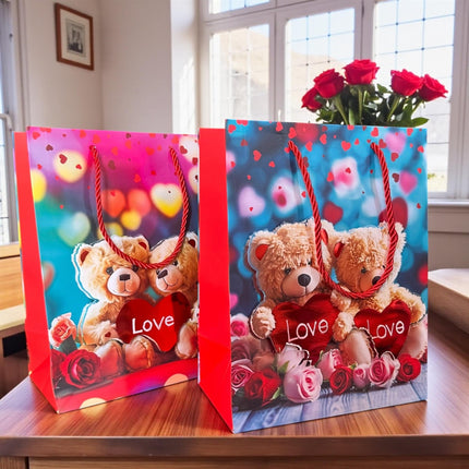 12 Bolsas para Regalo Ositos 3D "Love" $11 c/u