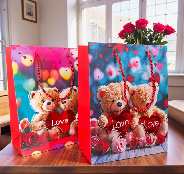 12 Bolsas para Regalo Ositos 3D "Love" $11 c/u