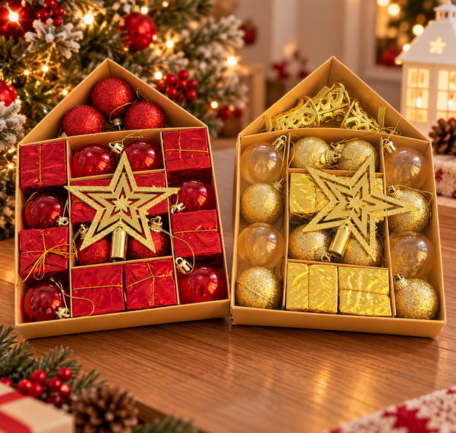 Exclusivo Tienda en linea 💥💎Kit Navideño Mágico: Esferas, Regalos y Estrella Dorada