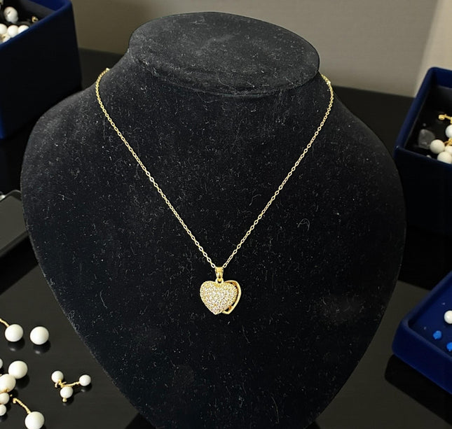 12 Collar Acero Inoxidable Corazon Dorado/Plateado $33 c/u