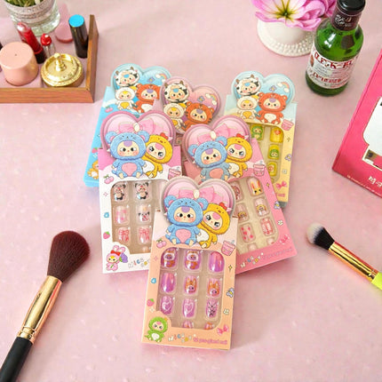12 Sets de Uñas Infantiles Animalitos Disfraz $5.9 c/u