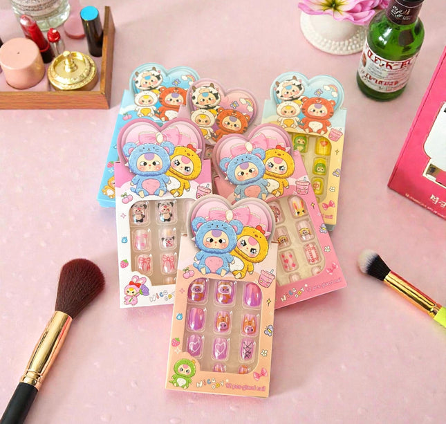 12 Sets de Uñas Infantiles Animalitos Disfraz $5.9 c/u