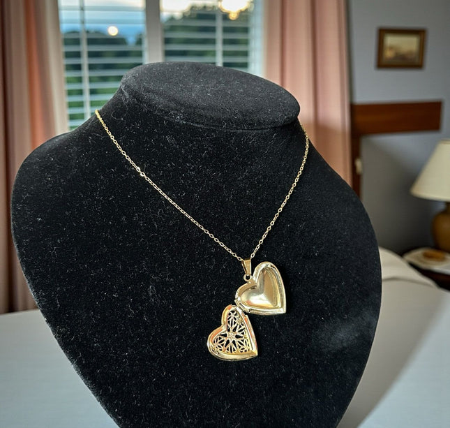 12 Collares Relicarios de Corazón Acero Inoxidable $29.05 c/u