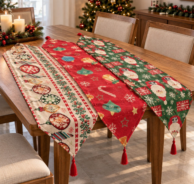 Exclusivo Tienda en linea 💥💎 3 Caminos de Mesa Navideños con Borlas $52 c/u