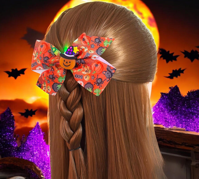 12 Moños Halloween Con Luces con Figurita $11.5 c/u