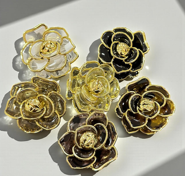 12 Pinzas Flores Hermosas Doradas $8.25 c/u