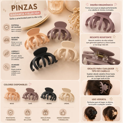 12 Pinzas Grandes Matte para Cabello $9.5 c/u