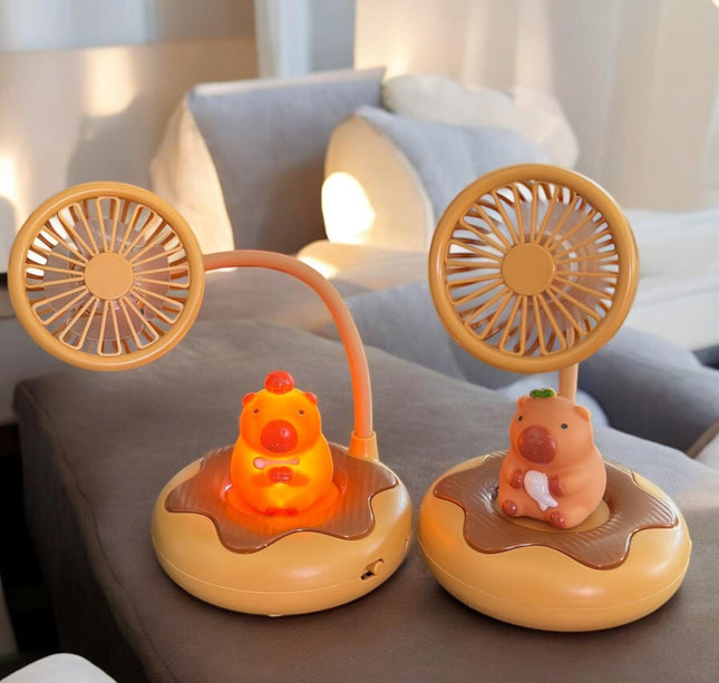 Capibara Lampara Ventilador 2 en 1 con Stickers