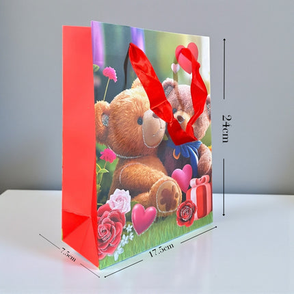 12 Bolsas para Regalo Ositos "San Valentin" $9.5 c/u