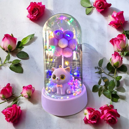 3 Gatito Hermosos con Flor Luz en Cristal $75 c/u