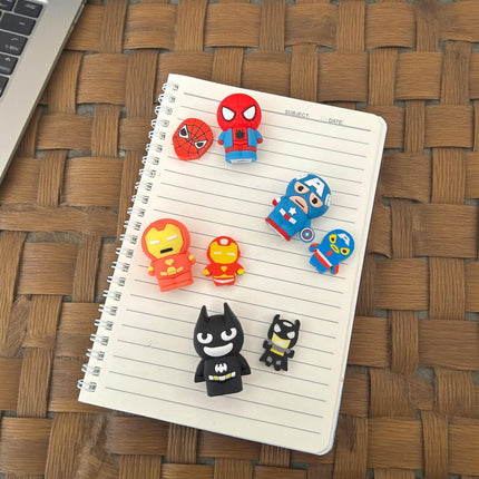 12 Dúos Gomas y Sacapuntas Superheroés $9.5 c/u