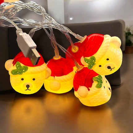 6 Serie de Luces Osito Gorrito Santa (USB/baterias) 2.5 M $45 c/u