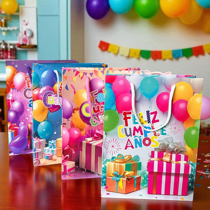 12 Bolsas Para reglo "Feliz Cumpleaños" $6.75 c/u
