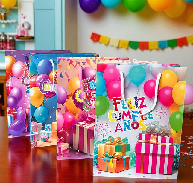 12 Bolsas Para reglo "Feliz Cumpleaños" $6.75 c/u
