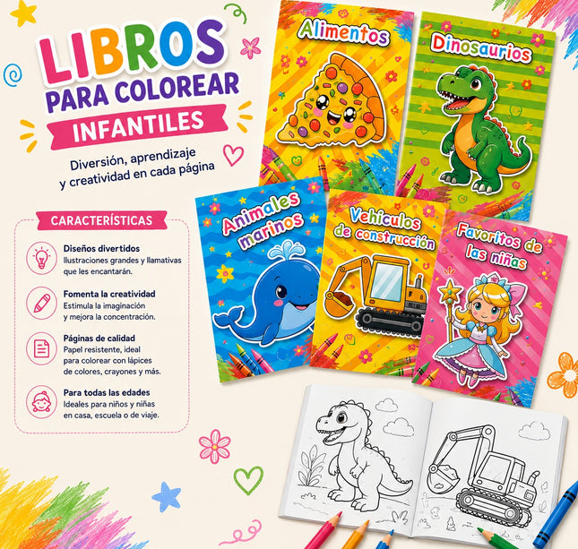 12 Libretas para Colorear Mascotas $7.5 c/u
