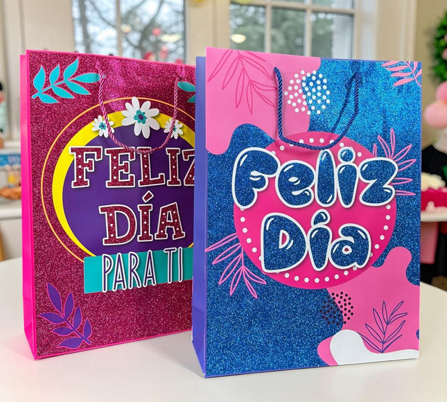 12 Bolsas de Regalo Maxi con Estampado Punteadas $21 c/u