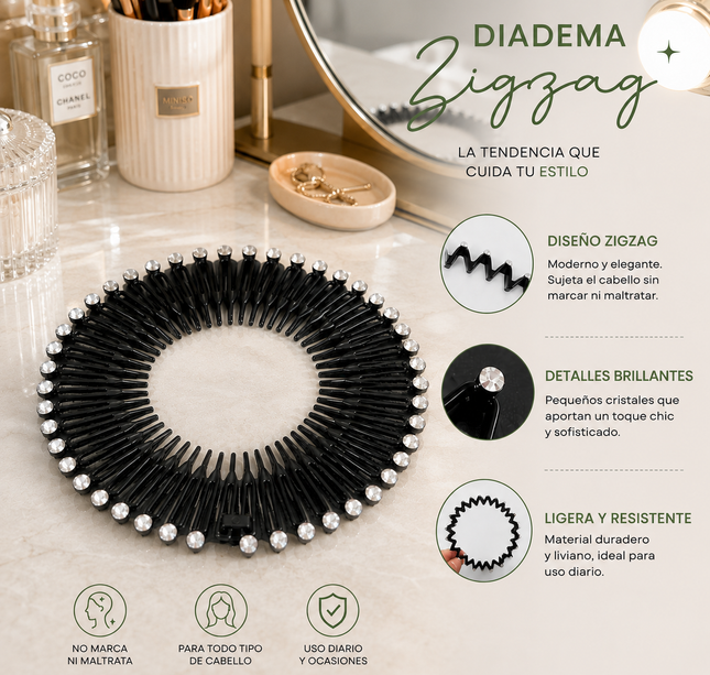 Exclusivo Tienda en linea 💥💎12 Diademas ZigZag con Pedreria Tendencia $5.5 c/u
