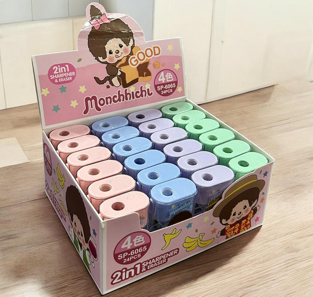 24 Sacapuntas con Borrador Muñequitas $6.75 c/u