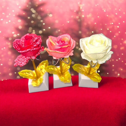 3 Rosas Eternaa de Luz con Base $45 c/u