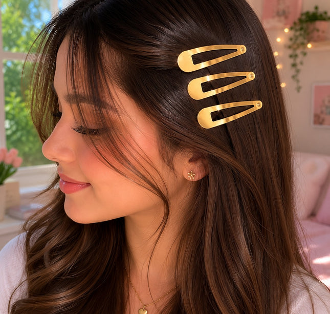 12 Sets de 3 Cucas Clasicas Doradas para Cabello $6.5 c/u