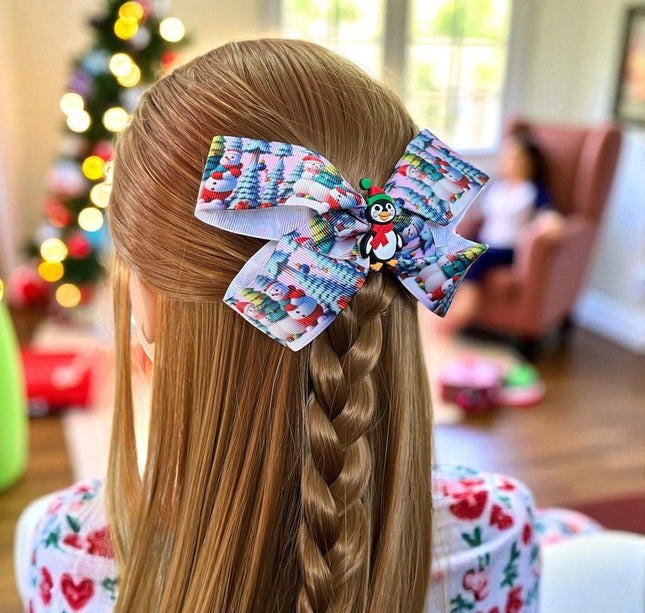 12 Moños Navideños Estampados Figuras $6.3 c/u