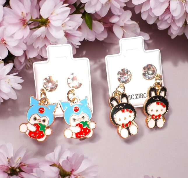 36 Aretes Sanrio Colgantes con Pedreria $5 c/u