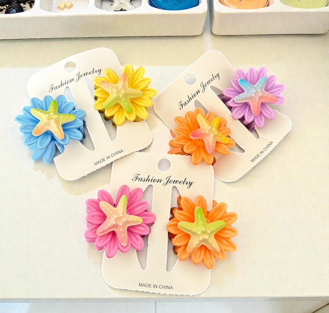 12 Pinzas Florecitas Marinas Colores $4.5 c/u