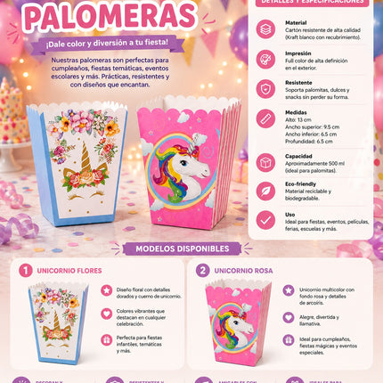 Exclusivo Tienda en linea 💥💎3 Paquetes con 6 Cajas para Palomitas Infantil Decorada $20 c/u