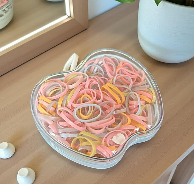 12 Estuches Manzanas con Ligas para Cabello de Colores $9.9 c/u