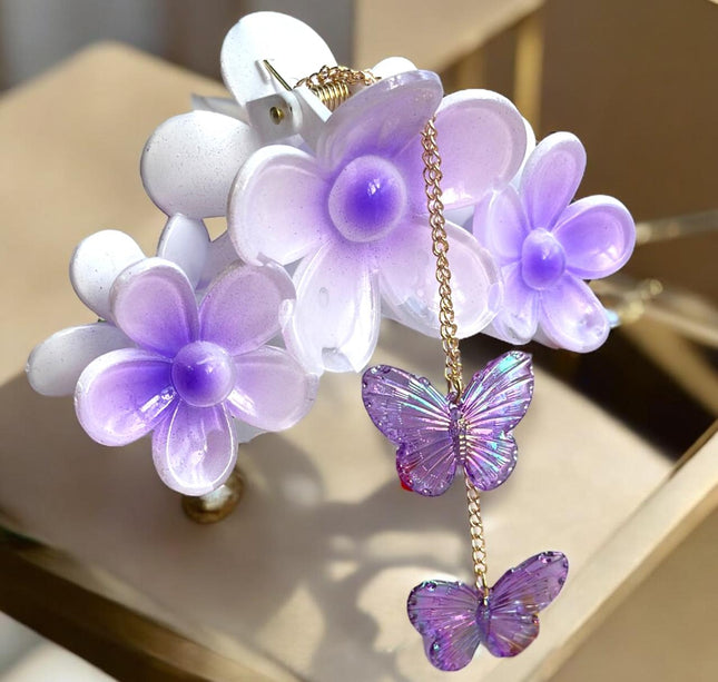 12 Pinzas Premium Flores Grandes con Maripositas $16.6 c/u