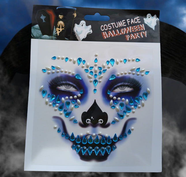 12 Sticker para rostro pedreria Halloween $10.5 c/u