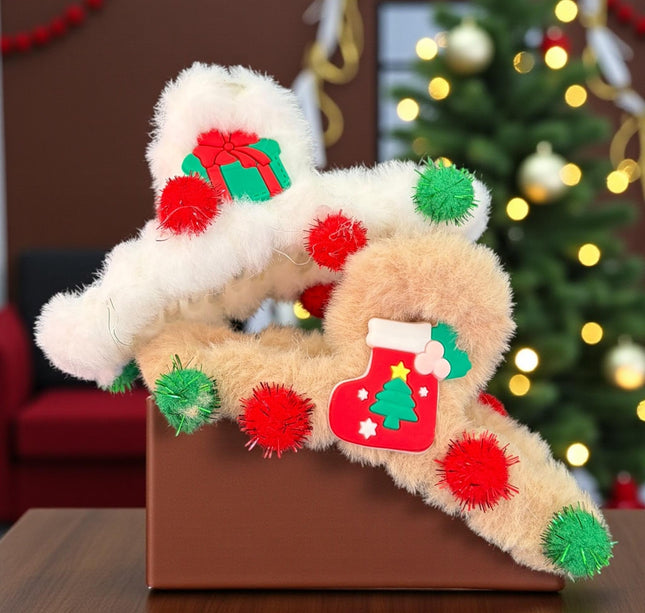 12 Pinzas navideñas Decoradas mini pompom $12.75 c/u