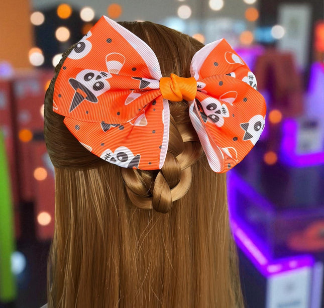 12 Moños Halloween Grandes Estampados $10 c/u