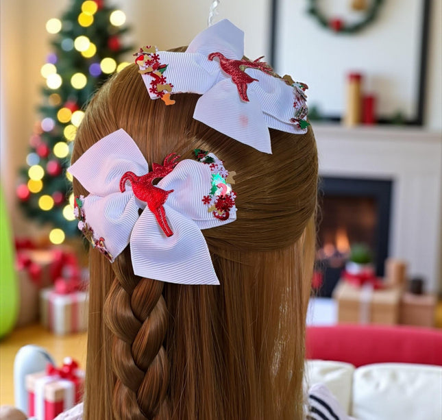 12 Pares de Moñitos Navideños Reno Deorados $8.8 c/u