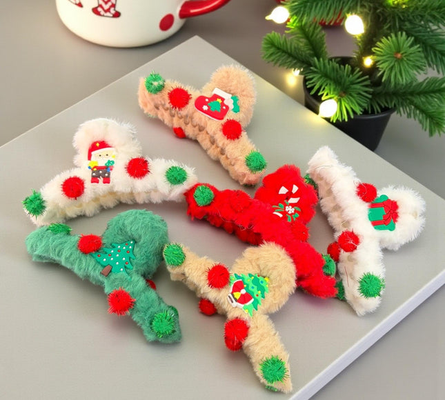 12 Pinzas navideñas Decoradas mini pompom $12.75 c/u