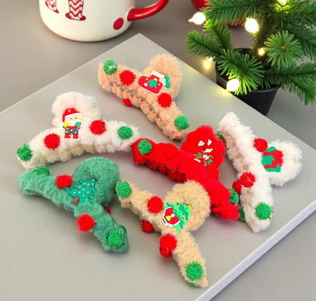 12 Pinzas navideñas Decoradas mini pompom $12.75 c/u