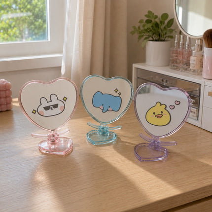 6 Espejo Corazón con Base Conejitos $26.9 c/u