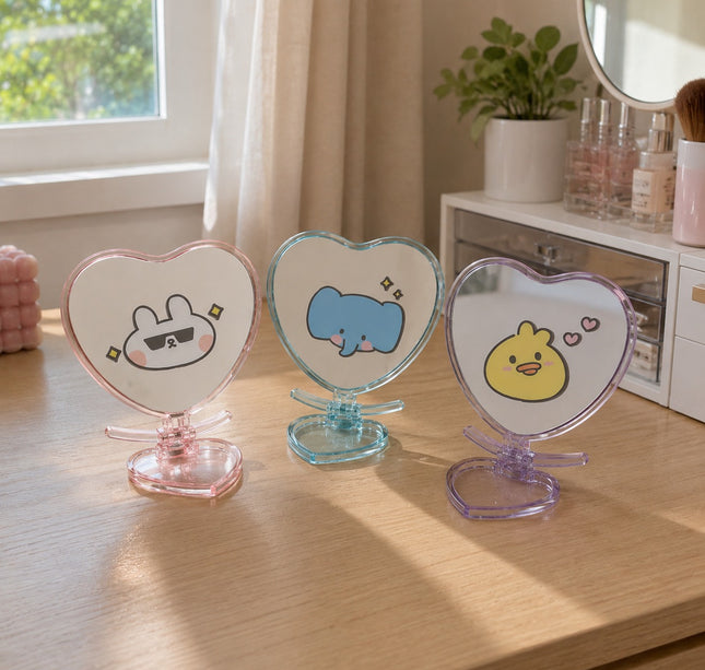 6 Espejo Corazón con Base Conejitos $26.9 c/u