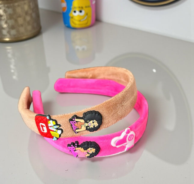 12 Diademas Barbie Gruesas con Figuras/Pin 3D $15 c/u
