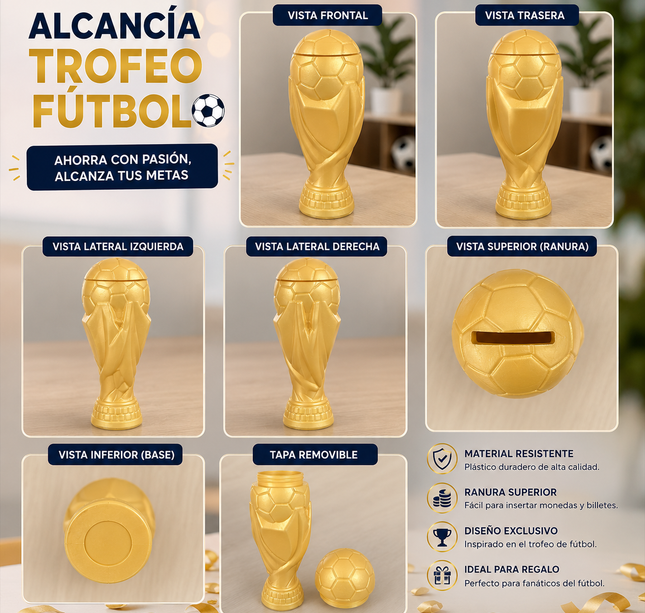 2 Alcancia "Copa Mundial" Dorada $35 c/u