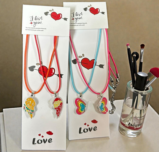 12 Collares Corazones Parejas "Love" con IMÁN $15 c/u
