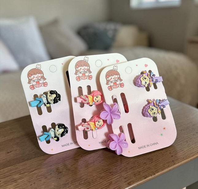 12 Sets Guerreras K-Pop Pasadores y Pincitas Flores $6.5 c/u