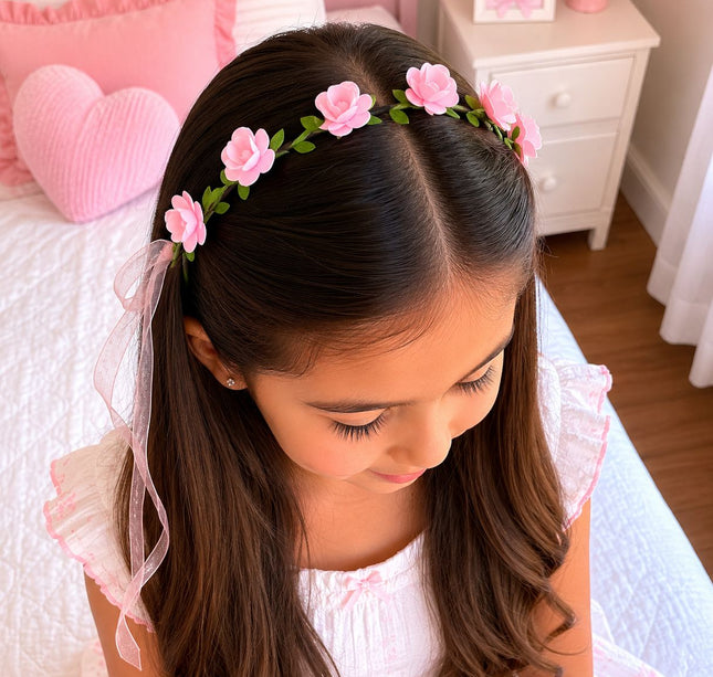Exclusivo Tienda en linea 💥💎12 Diadema/Tiara Flores con Liston para Cabello $10 c/u