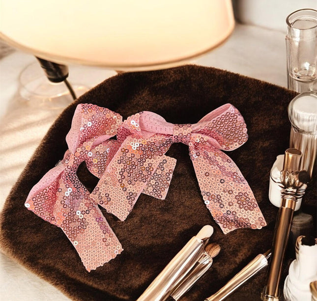 12 Pares de Moños Lentejuelas Colores $8.5 c/u