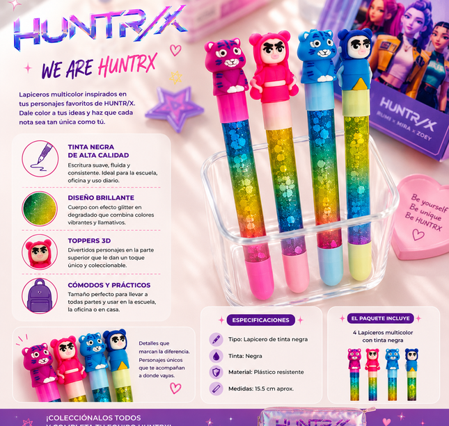 12 Lapiceros Guerreras K-Pop Gel Brillos $5.9 c/u