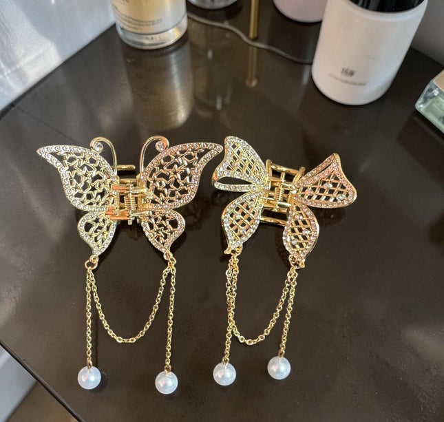 12 Pinzas Figuras Doradas con Pedreria y Perlas Dijes $18 c/u
