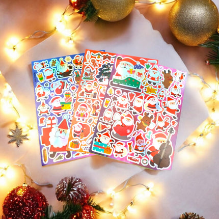 12 Sticker Metálico Navideño Tornasol $4.2 c/u