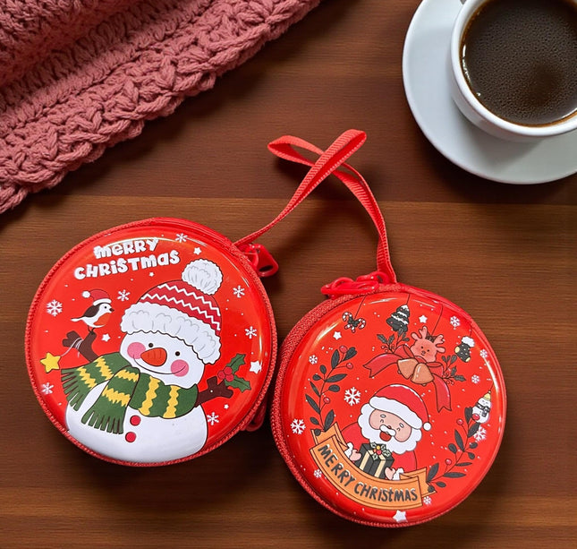 12 Monederos Navideños Circulares Metalicos con Cierre  $13.55 c/u